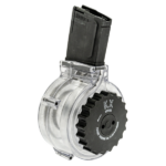 CARREGADOR 50 TIROS, DRUM, CALIBRE .223 (5.56×45mm), AR-15, POLIMERO/METAL, TRANSPARENTE, KCI, KCI-MZ036, KOREA