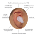 TAMPÃO DE OUVIDO DE SILICONE MODÁLVEL, WATER, NRR 22, SILICONE, BRANCO,  MACK´S, WSP-MKS, USA - Imagem 2