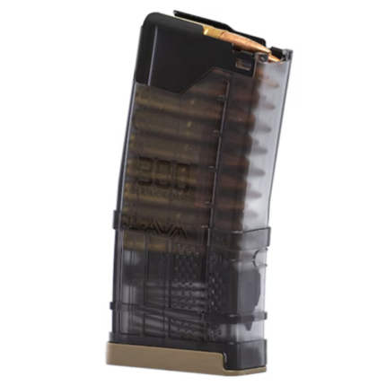 CARREGADOR 20 TIROS, CALIBRE 300BLK, AR-15, LANCER SYSTEMS L5AWM, POLIMERO, TRANSPARENTE FUME, 738435619473, USA