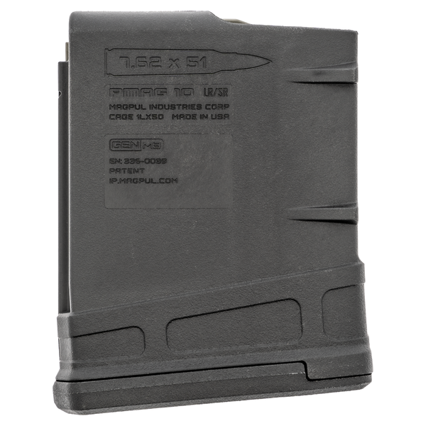AR-10_.308_10-RDS_PMAG-GEN-M3_POLI_PRETO_MAG290-BLK_MAGPUL_1 CARREGADOR 10 TIROS, CALIBRE .308/7.62x51MM, AR-10, POLIMERO, PRETO, MAGPUL, PMAG GEN M3,MAG290-BLK, USA - Imagem 1