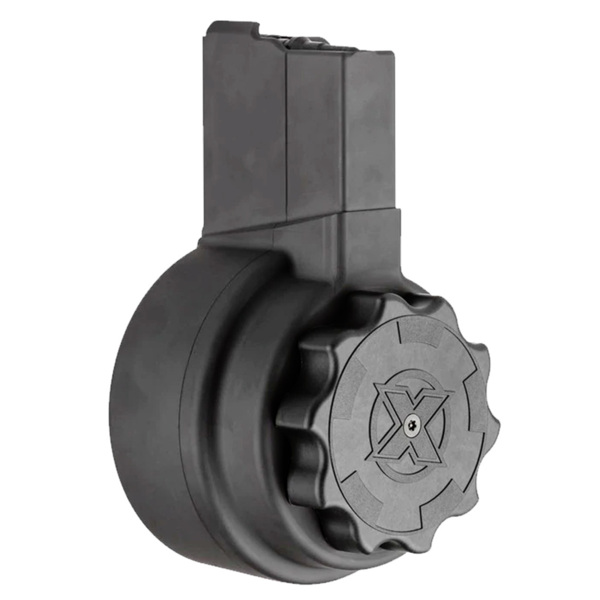 CARREGADOR 50 TIROS, DRUM, CALIBRE .308/7.62x51MM, AR-10, METAL, PRETO, X-PRODUCTS, X25-M-BLK, USA - Imagem 1