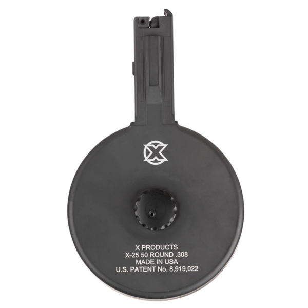 CARREGADOR 50 TIROS, DRUM, CALIBRE .308/7.62x51MM, AR-10, METAL, PRETO, X-PRODUCTS, X25-M-BLK, USA - Imagem 3
