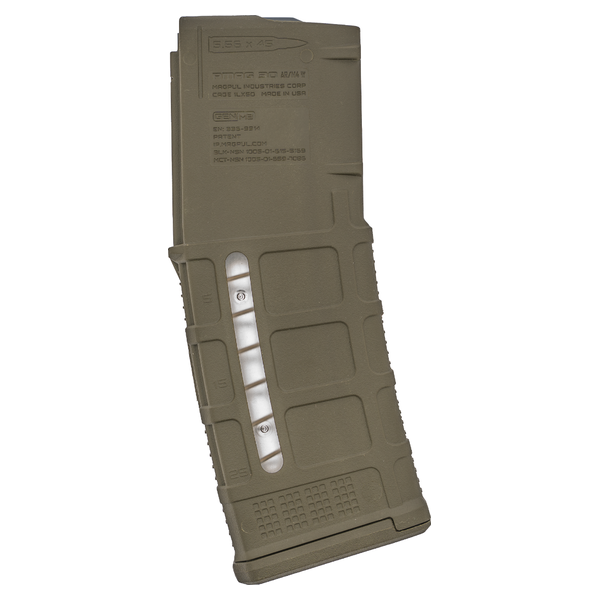 AR-15_5.56_30-RDS_PMAG-GEN-M3_POLI_VERDE-OLIVA_WIN_MAG556-ODG_MAGPUL_1 CARREGADOR 30 TIROS, CALIBRE .300BLK / .223 (5.56×45MM), AR-15, POLIMERO, VERDE OLIVA, WINDOW, MAGPUL, PMAG GEN M3, MAG556-ODG, USA - Imagem 1