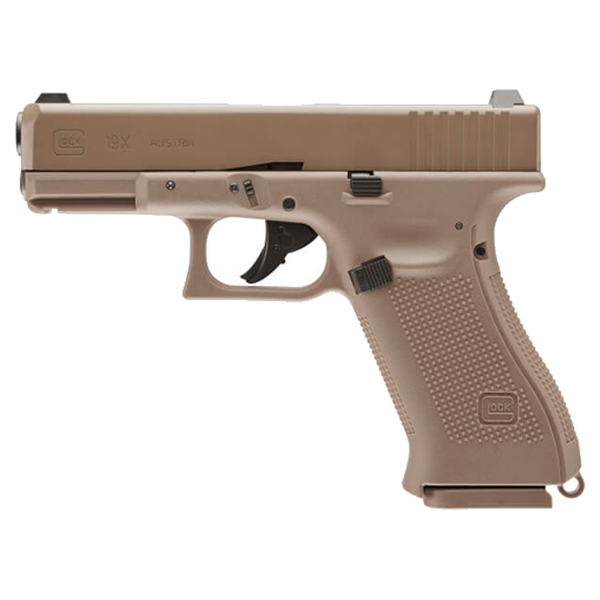 PISTOLA AIRGUN GLOCK G19X CO2 BLOWBACK 4,5MM COYOTE - 2255212 - LICENCIADA UMAREX - Imagem 2