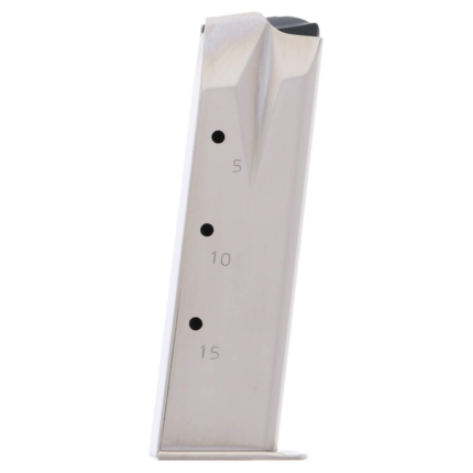 CARREGADOR 15 TIROS, CAL. 9MM, RUGER, P85/89/93/94/95/C9, METAL, NIQUEL, MEC-GAR, MGRP8515N, ITALIA
