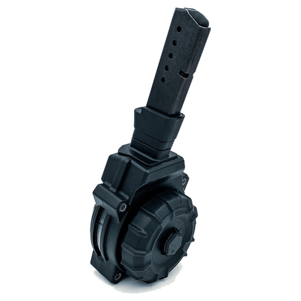 SMITH-WESSON_.380_32-RDS_DRUM_BORYGUARD_METAL_POLI_PRETO_DRM-A40_PROMAG_4 CARREGADOR 32 TIROS DRUM, CALIBRE .380 ACP, SMITH & WESSON, BORYGUARD, METAL/POLIMERO, PRETO, PROMAG, DRM-A40, USA - Imagem 1