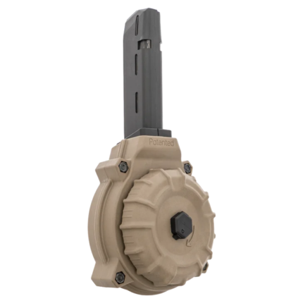 CARREGADOR 50 TIROS, DRUM, CALIBRE 9MM, GLOCK, G17 / G19 / G26, METAL/POLIMERO, FDE, PROMAG, DRM-A11-FDE, USA